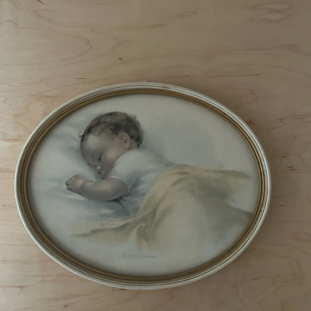 Bessie Pease vintage Framed  Sleeping baby  Art Print
